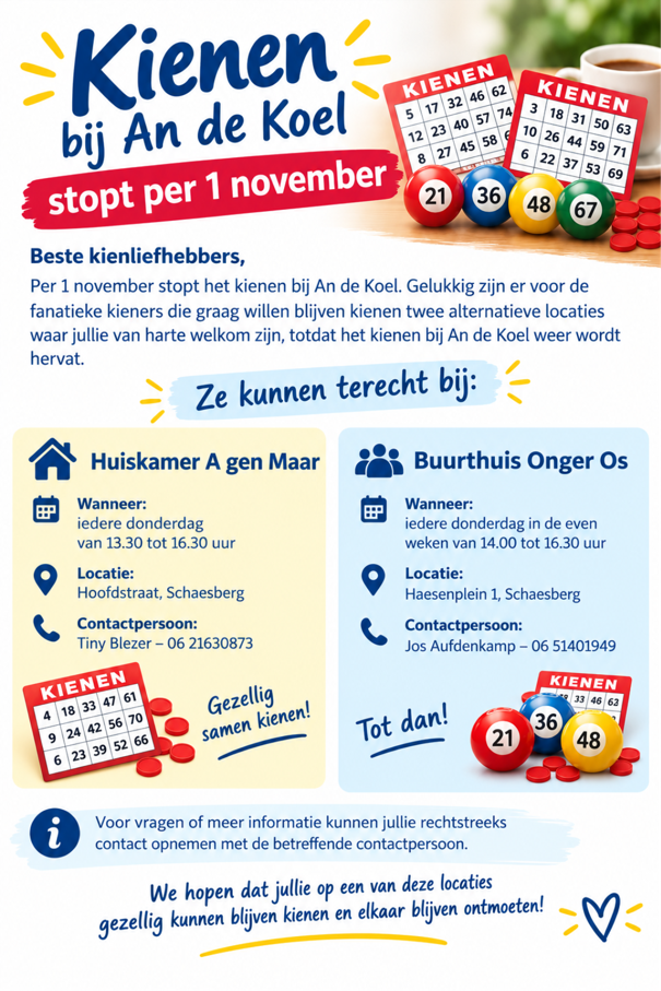 Kienen bij An de Koel stopt